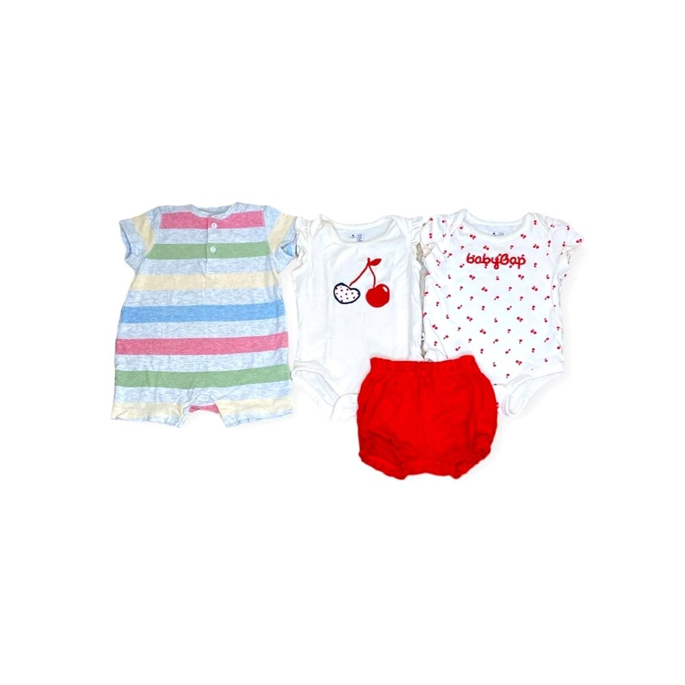 BABY GAP Baby Girl Clothes, 3-6 Months, 4 Pieces Bodysuits Romper Shorts Summer